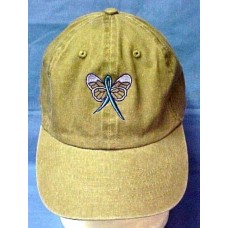Teal Awareness Ribbon Butterfly Baseball Hat Khaki Tan Cap Ovarian Cancer New  eb-14641412